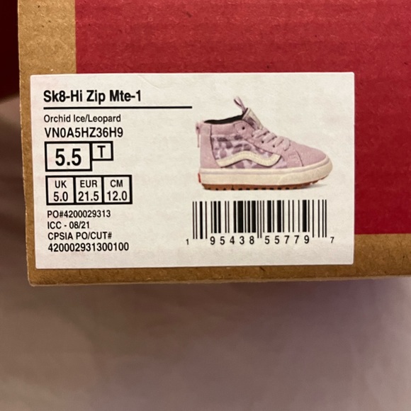 SOLD✨VANS Toddler Sk8 Hi Zip Mte-1 Shoes (Size 5.5) Orchid Ice/Leopard Purple - Picture 7 of 8
